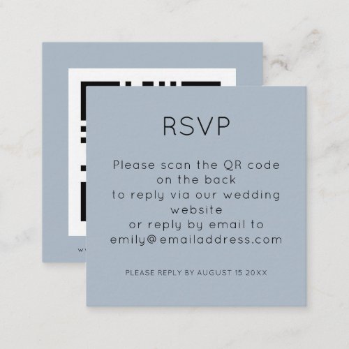 Simple QR Code Dusty Blue Wedding RSVP  Enclosure 