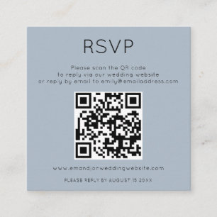 Simple QR Code Dusty Blue Wedding RSVP Enclosure C