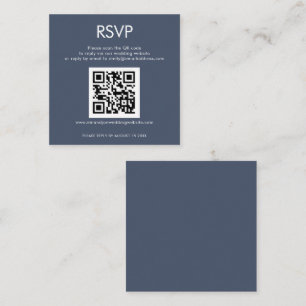 Simple QR Code Dusty Navy Blue Wedding RSVP Enclosure Card
