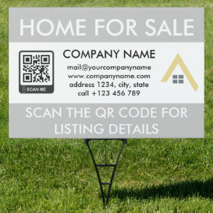 Simple QR Code Home For Sale Real Estate Sign