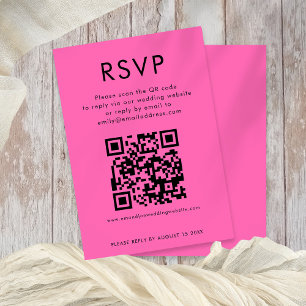 Simple QR Code Hot Pink Wedding RSVP Card