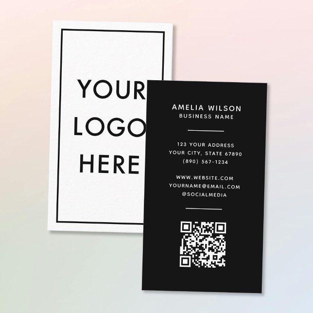 Simple QR Code Logo Border Frame Vertical Business Card (Creator Uploaded)