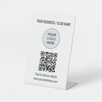 Simple QR Code Logo Website Pedestal Sign | Zazzle