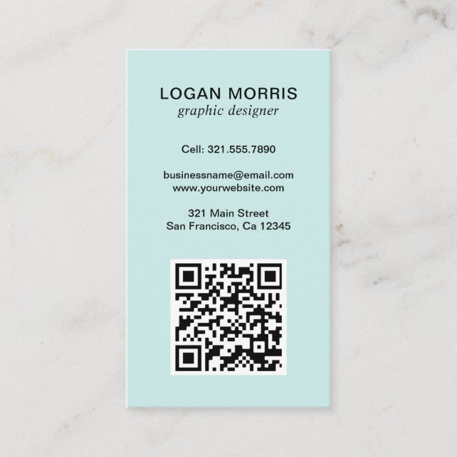 Simple QR Code Modern Business Card (Front)