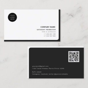 Simple QR code professional company with logo Business Card