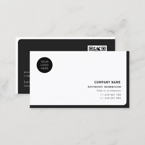 Simple QR code professional company with logo Business Card