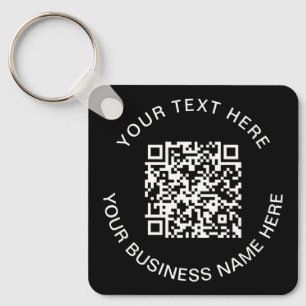 Simple QR Code Promotional Black Keychain