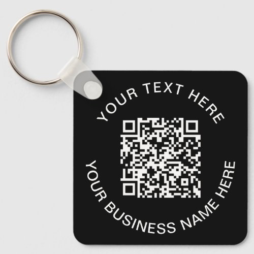 Simple QR Code Promotional Black Keychain