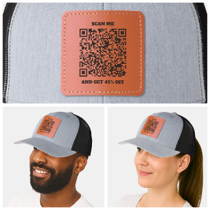 Simple Qr Code Scan Me Promotion Giveaway Business Leather Patch Hat