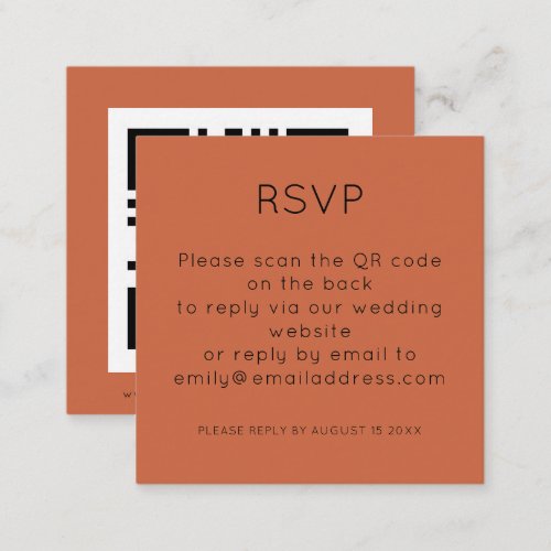 Simple QR Code Terracotta Wedding RSVP Enclosure Card