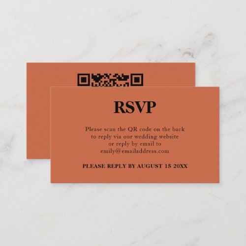 Simple QR Code Terracotta Wedding RSVP Enclosure Card