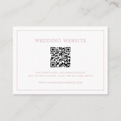 Simple QR Code Website Pink Dusty Rose Wedding Enclosure Card