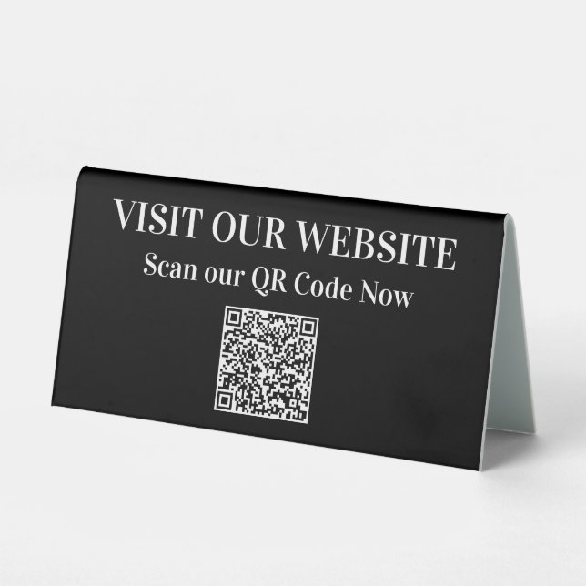 Simple QR Code Website Promotional Desk Signs (Front)