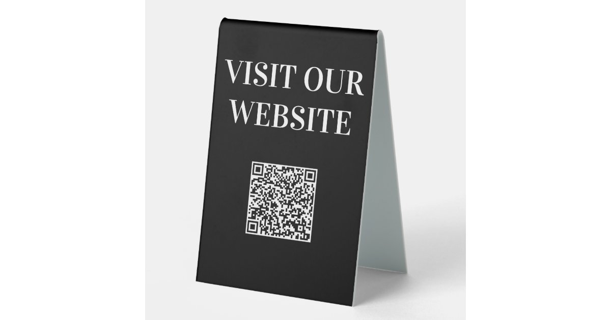 Simple QR Code Website Tent Style Desk Signs | Zazzle