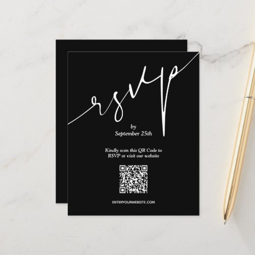 Simple QR Code Wedding Black LARGE Enclosure Card