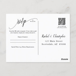 Simple QR Code Wedding Event RSVP Response Reply  Postcard
