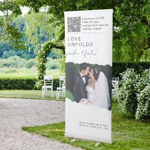 Simple QR Code Wedding Program Welcome Retractable Banner