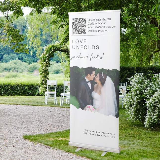 Simple QR Code Wedding Program Welcome Retractable Banner (Creator Uploaded)