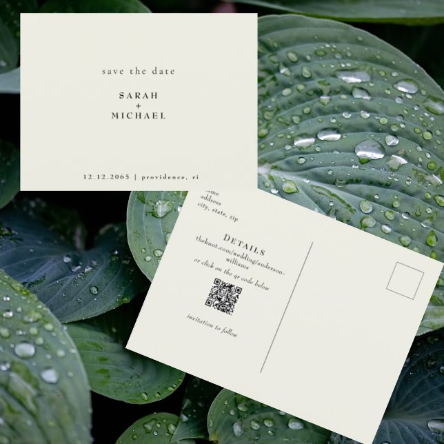 Simple QR Code Wedding Yellow Save the Date  Postcard (Creator Uploaded)