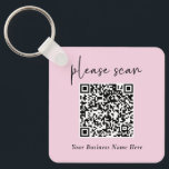 Simple QR Code with Business Name and Logo | Pink Keychain<br><div class="desc">These simple and modern, blush pink keychains are an easy way to market your small business. You can include your QR code as well as your company name, and your logo goes onto the back. The keychain is simple and basic, yet very stylish due to the modern handwritten script and...</div>