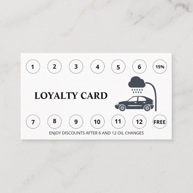 *~* Simple QR Thank You Rewards Car Wash LOGO Loyalty Card (Front)