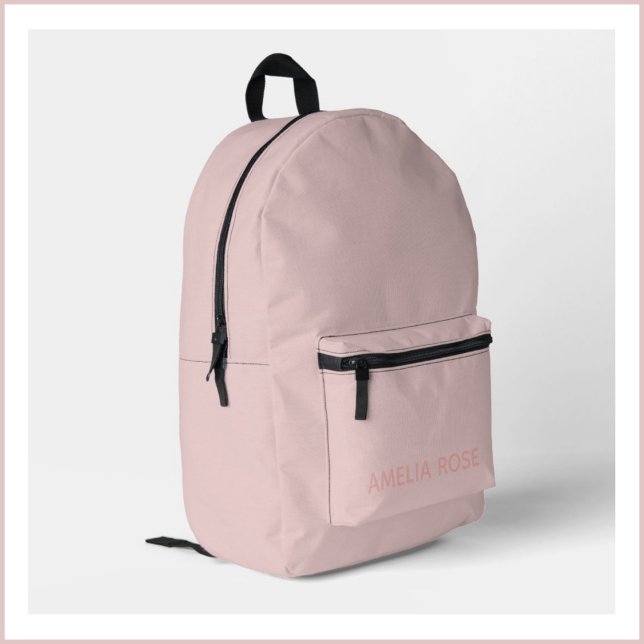 Simple Quartz Pink Name on Soft Pink Printed Backpack (Creator Uploaded)