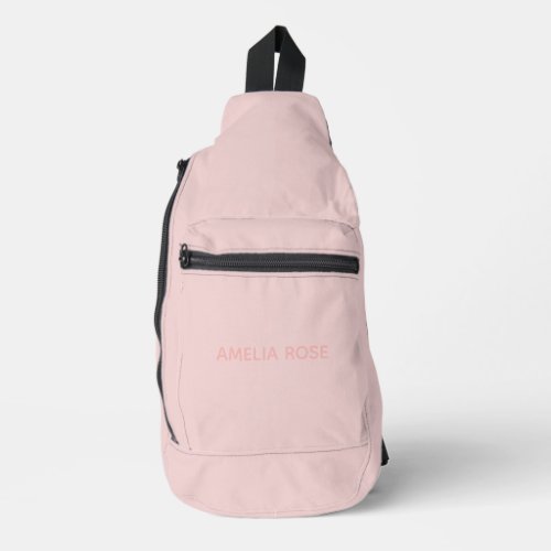 Simple Quartz Pink Name on Soft Pink Sling Bag