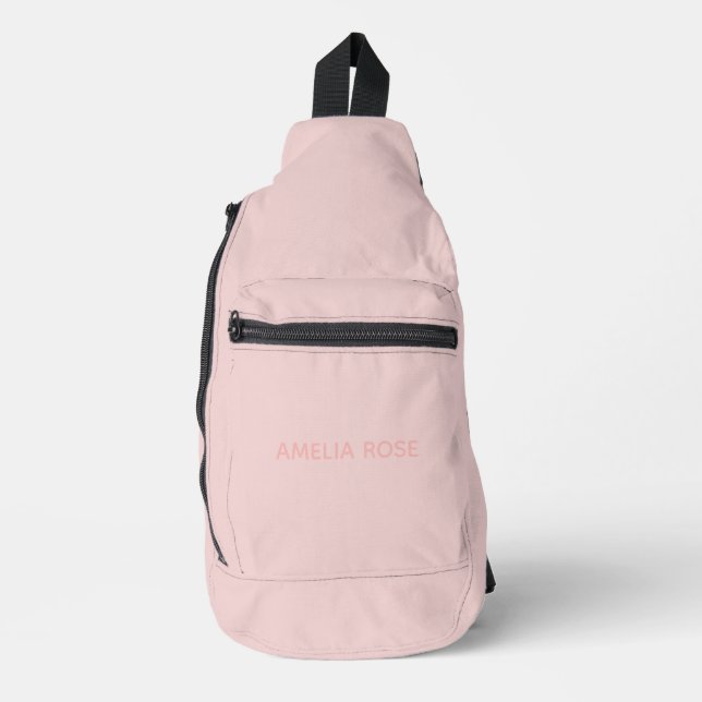 Simple Quartz Pink Name on Soft Pink Sling Bag (Front)
