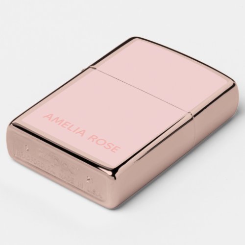 Simple Quartz Pink Name on Soft Pink Zippo Lighter