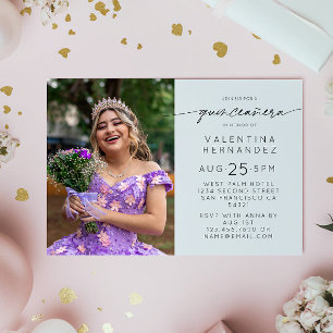 Simple Quinceanera 15th Birthday Party Photo Invitation