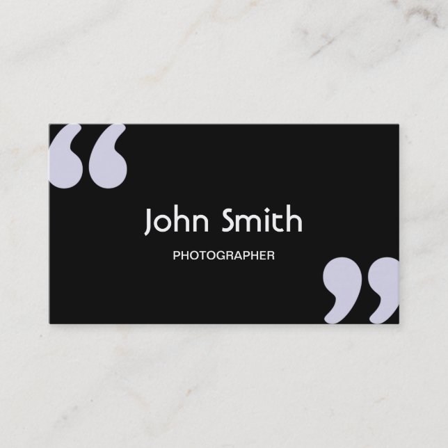 Simple Quotation Marks Black Business Card (Front)