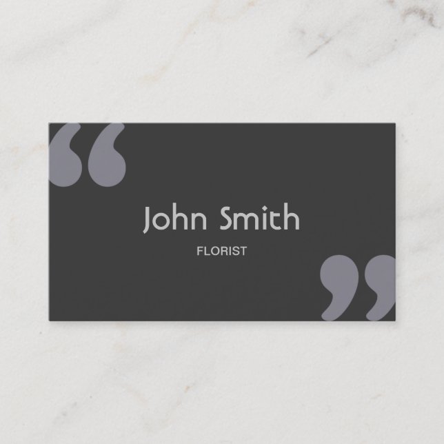 Simple Quotation Marks Florist Business Card (Front)
