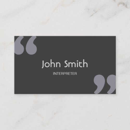 Simple Quotation Marks Interpreter Business Card