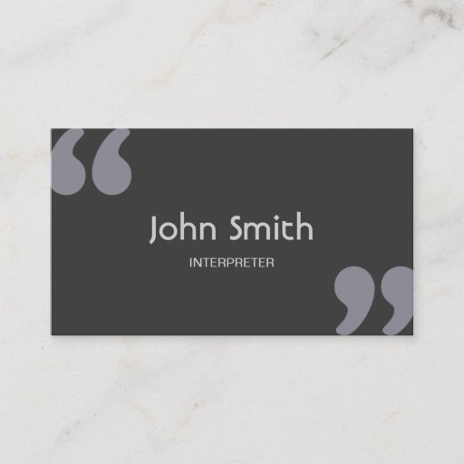 Customizable Simple Quotation Marks Interpreter Business Card