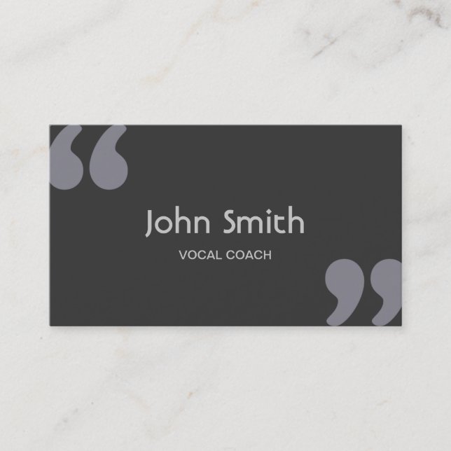 Simple Quotation Marks Vocal Coach Business Card (Front)