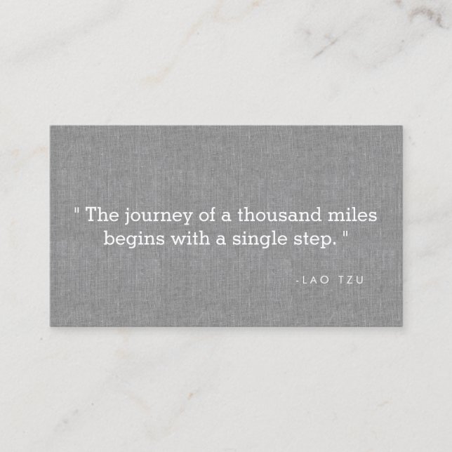 Simple Quote on Gray Linen Authors, Writers Business Card (Front)
