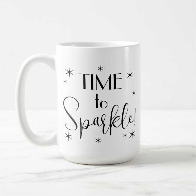 Simple Quote Time to Sparkle Typography Stars Coffee Mug (Left)