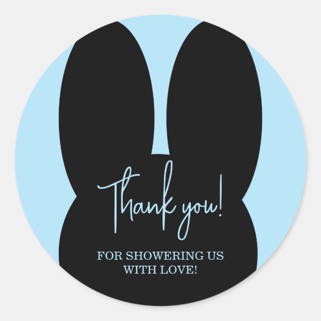 Simple Rabbit baby shower thank you Classic Round Sticker (Front)