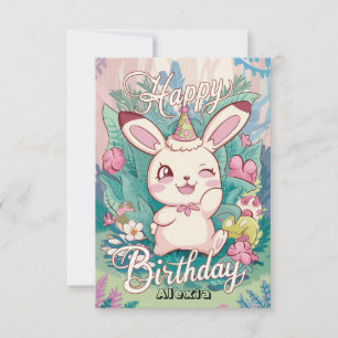 Simple Rabbit Bunny Digital Birthday Card