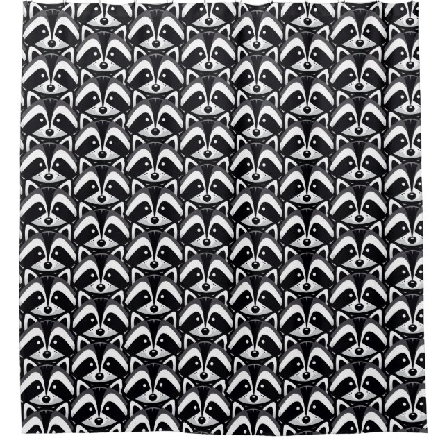 Simple Raccoon Design Shower Curtain (Front)