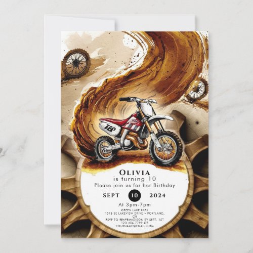 Simple Race Wheels Motorcycle Birthday Invitation