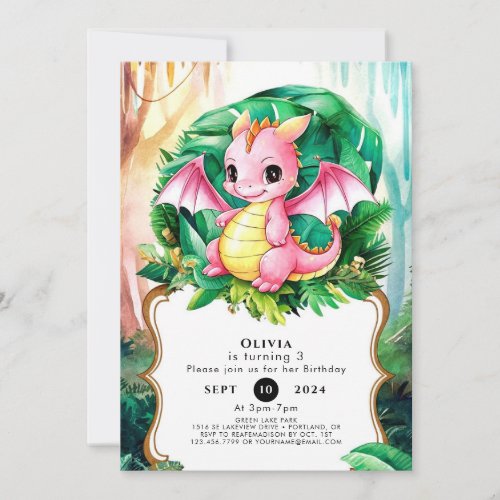 Simple Radiant Dragon Birthday Invitation