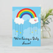 Simple rainbow baby shower invitation (Standing Front)