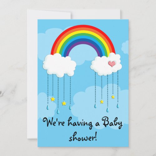 Simple rainbow baby shower invitation