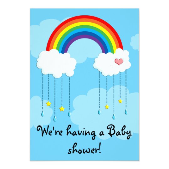 Simple rainbow baby shower invitation