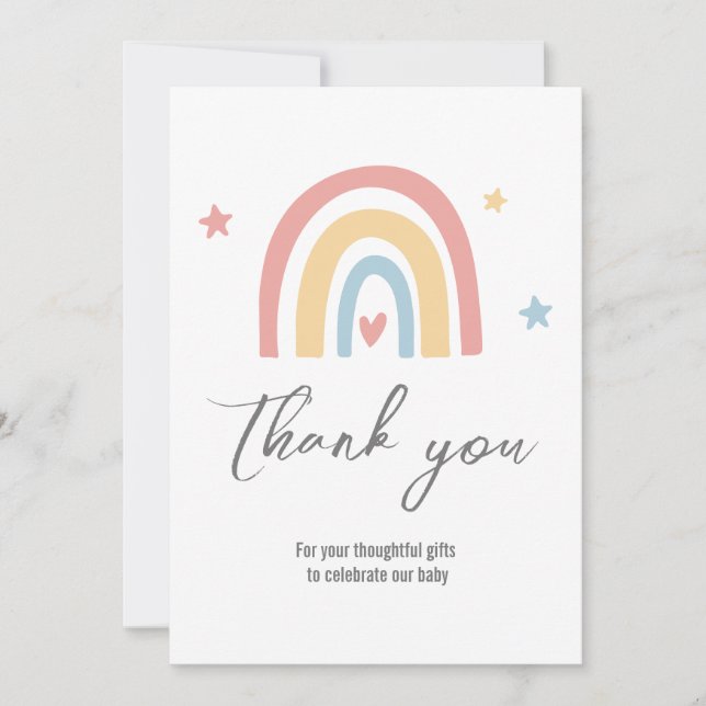 Simple Rainbow Baby shower Thank You Card (Front)
