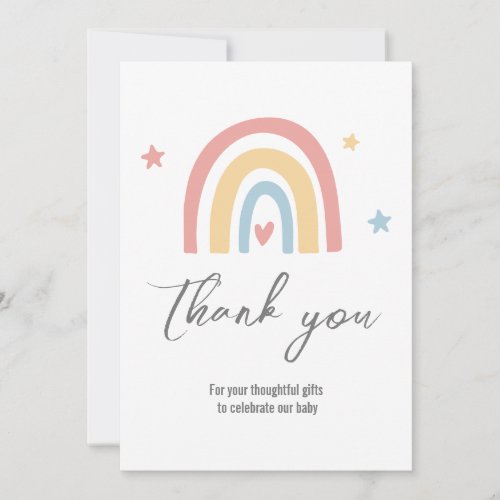 Simple Rainbow Baby shower Thank You Card