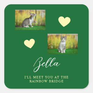 Simple Rainbow Bridge Cat Memorial Square Sticker