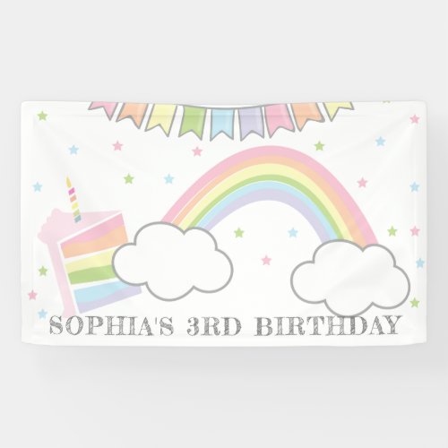 Simple Rainbow Cake Birthday Banner