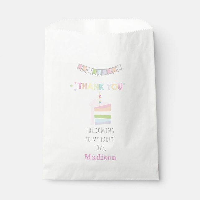 Simple Rainbow Cake Thank you Birthday Favor Bag (Front)
